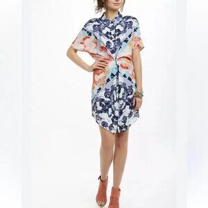 Maeve Anthropologie Hibiscus Bloom Convertible Shirt Dress Women Size S